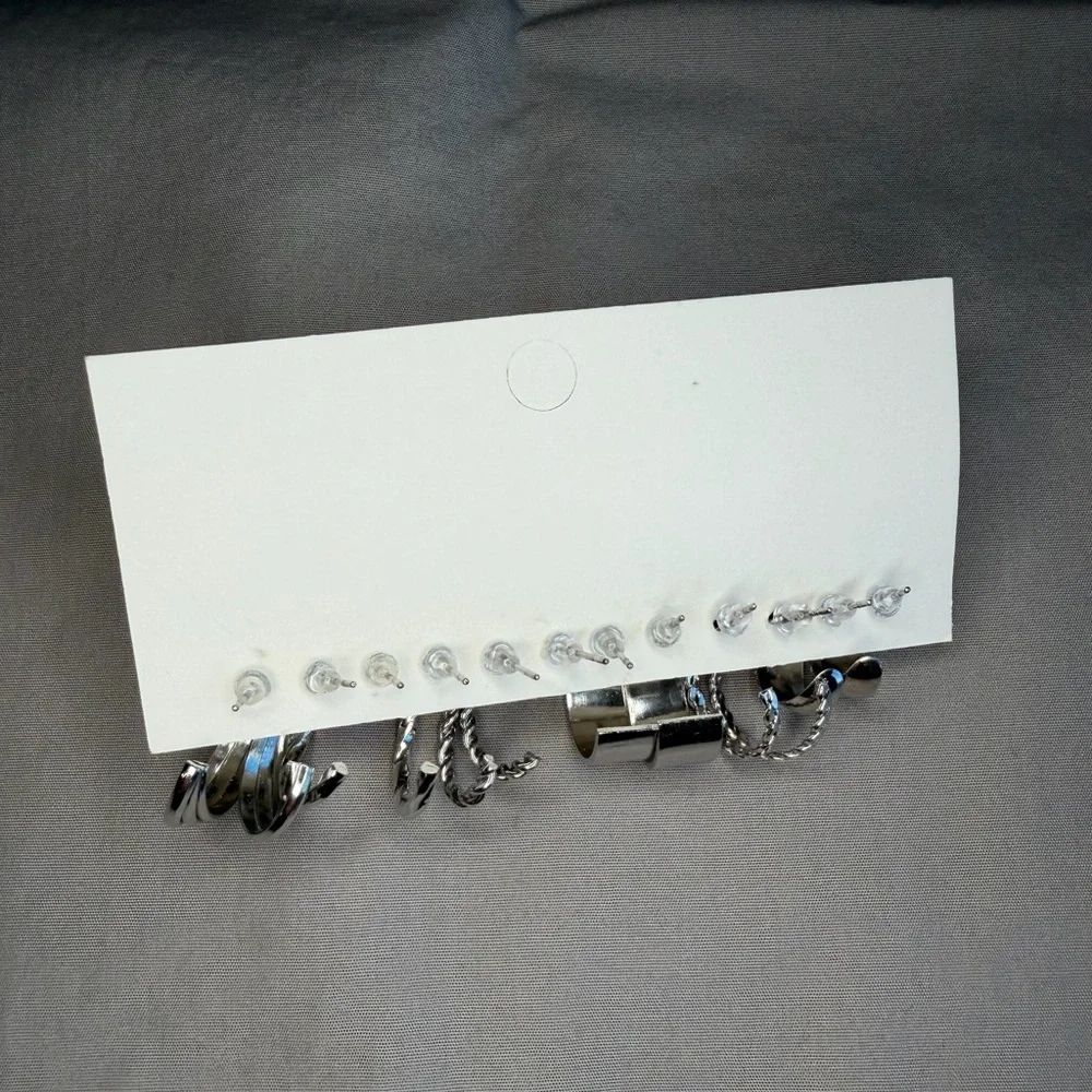 Fashion Jewelry Silver Hoop‎ Earring Set